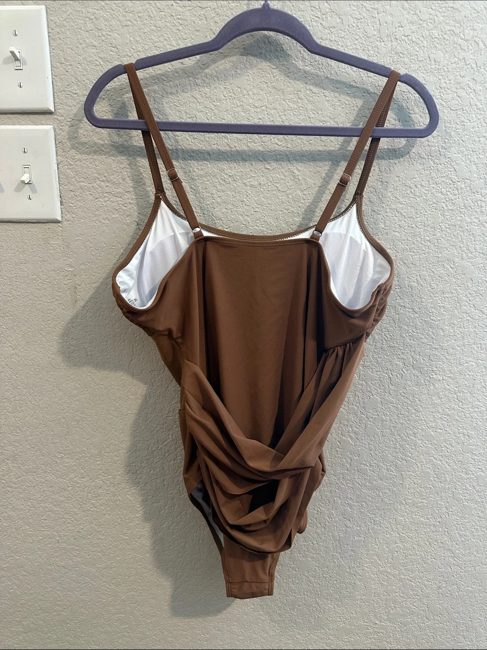 Scoop Neck One-Piece Swimsuit - Brown